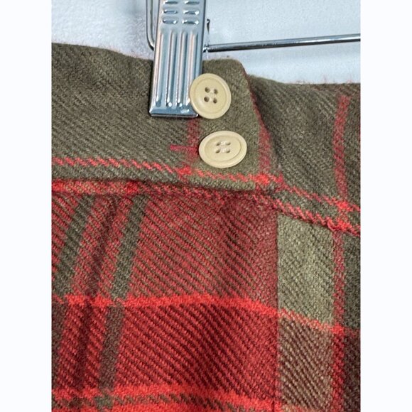 Vintage Spiegel Plaid Midi Wrap Skirt Size 14 Red Green Tartan Fringe Holiday - Picture 6 of 11